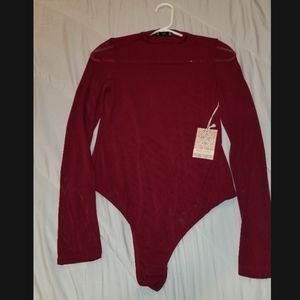 Iris Burgundy mesh bodysuit